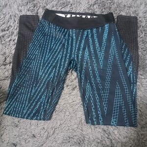 Oakley Blue and Black Patterned Athletic Yoga Pants